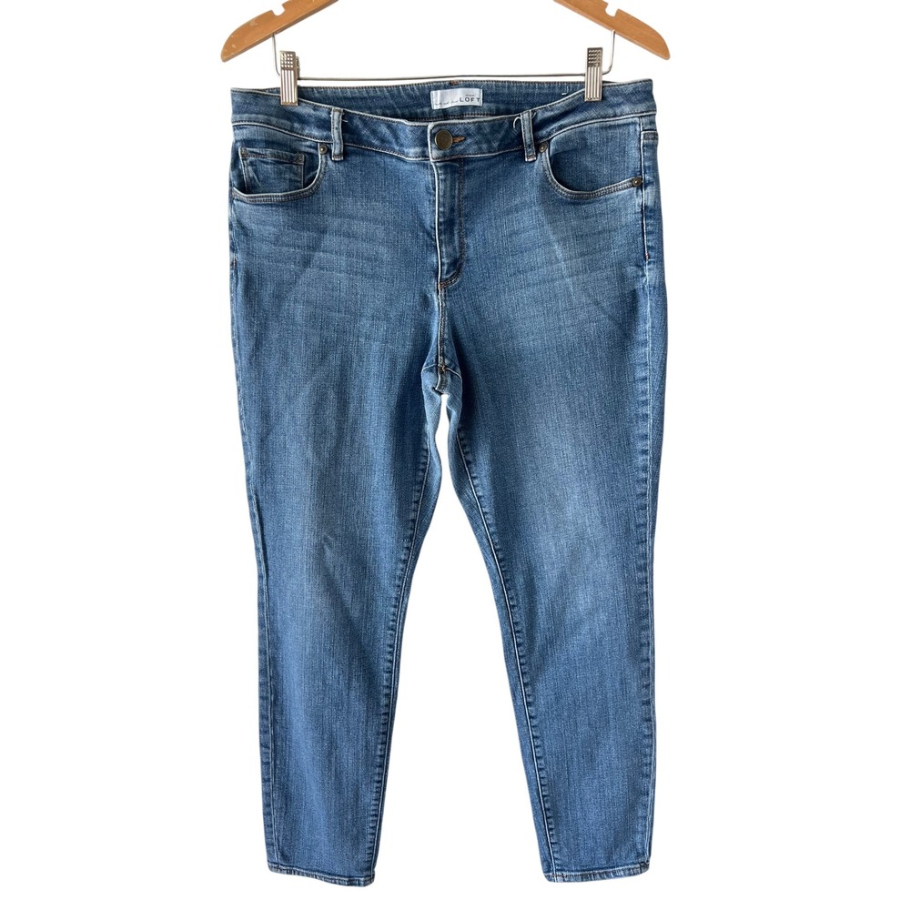 Ann Taylor LOFT Curvy Skinny Jeans Womens 14/32 Medium‎ Wash Stretch Denim